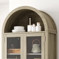 thumbnail image 5 of 71" Tall Arched Kitchen Pantry Cabinet, Modern Farmhouse Kitchen Storage Cabinets with LED Lights, Arched Cabinet with Open & Adjustable Shelves, Hidden Drawer & Glass Door for Dining Room, Kitchen, 5 of 8