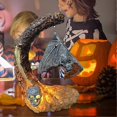 thumbnail image 4 of Halloween Lantern Lights, Halloween Resin Pumpkin Skull Figurine Statue, Ornaments for Fireplace Desk Windowsill, 4 of 5