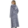 thumbnail image 5 of Women’s Long Fuzzy Hoodie Robe and Short Plush Hooded Bathrobe, Cozy and Warm Gray One Size, 5 of 7