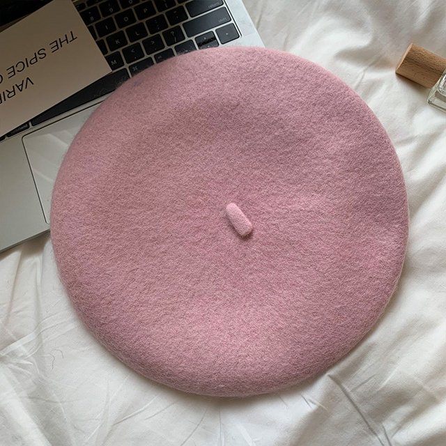 LinYooLi Wool Woolen Net Red Beare Hat Female Autumn And Winter New Big Head Circumference Showed Face Small Temperament Versatile Painter Hat