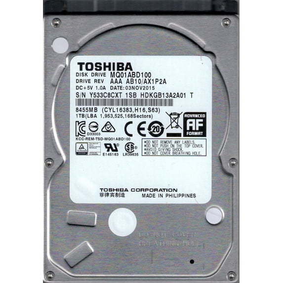 MQ01ABD100 AAA AB10/AX1P2A Toshiba 1TB