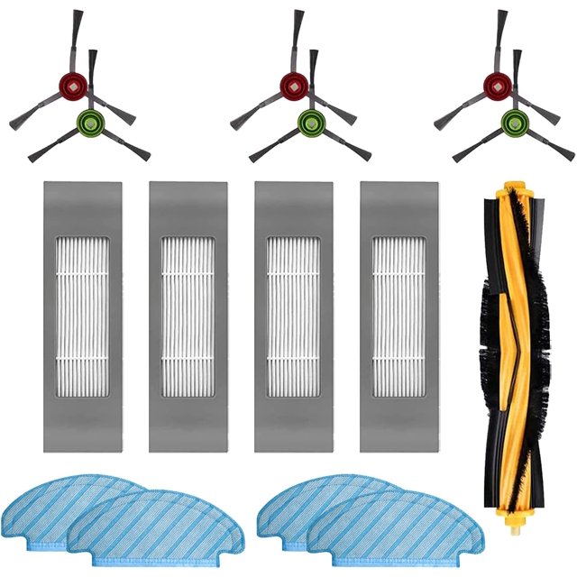 Juego de accesorios de repuesto para filtro y cepillo para aspiradora robot Ecovacs Deebot Ozmo T8 Aivi T8Max N8 Pro N8 Pro+ T9 T9+ (15 piezas) WWLAI TRADING SARL