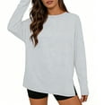 thumbnail image 5 of YTCAMLO Oversized Womens Long Sleeve Shirts Casual Fashion Side Split Gym Workout Tops Loose Fit T Shirts Crewneck Basic Y2k Tees, Gray XL, 5 of 6