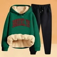 thumbnail image 3 of Women's Winter Pile Thickened Warm Solid Color Color Cardigan Sherbet Hooded Sweatshirt Jacket Pants Two Piece Set Dresses for Grandmother of The Bride Dressy Romper Women Snowsuit Womens Tall Snow, 3 of 8