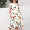 thumbnail image 5 of Auroural Girls Dresses Size 10-12 Casual Girls Dresses 10-12 Girls' Summer Flower Print Short Sleeve Ruffled Pockets Round-Neck Printed Dress For Kids, 5 of 5