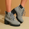 thumbnail image 2 of Women's Ankle Boots Fashion Heel Lace Up Platform Booties Comfortable Casual Leather Shoes for Everyday Use, 2 of 7