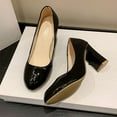 thumbnail image 4 of Black Ladies Round Toe Chunky Heel Pumps Slip-On Style For Summer Comfort And Versatile Outfit Pairing, 4 of 6