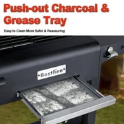 Bestfire Double Fuel Propane Gas Charcoal Grill Combo Black Dual Lids, 2 Side Shelves for Outdoor and Backyard Cooking