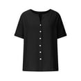 thumbnail image 4 of Womens Short Sleeve Shirts Plus Size, Xunlbb Women's Casual Breasted Cardigan Shirt Short Sleeved(Black,S), 4 of 7