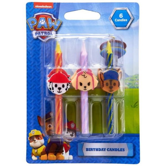 A Birthday Place PAW Patrol Character Birthday Candles, Red/Pink/Blue, 6 Count