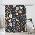 thumbnail image 2 of Extra Long Shower Curtain 72 x 84 Inch, Tall Black Floral Shower Curtain for Bathroom, Colorful Watercolor Wildflower Boho Vintage Trendy Fabric Shower Curtain Set with Hooks, 2 of 6