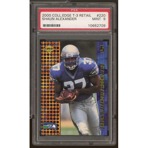 Shaun Alexander Rookie Card 2000 Coll. Edge T-3 Retail #220 PSA 9