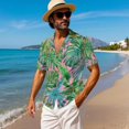 thumbnail image 4 of KUIFORTI Matching Couples Outfits Lightweight Tropical Palm Leaf Casual Beach Vacation Party Shirt Soft and Comfortable for Beach Seaside Lightweight Quick-dry, 4 of 7