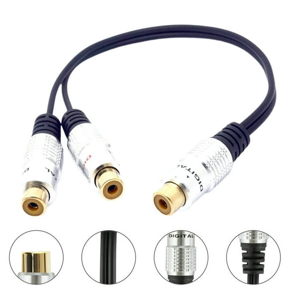 Portable 2 RCA Female to RCA Y Splitter Audio Video Adapter Connector Cable