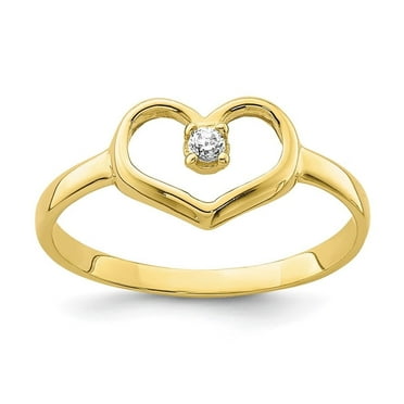 Auriga Fine Jewelry 10K Yellow Gold CZ Heart Ring for Women Size 2