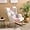 Pink, variant on New Rocking Chair, Mid Century Fabric Rocker Chair with Wood Legs and Patchwork Linen for Livingroom Bedroom