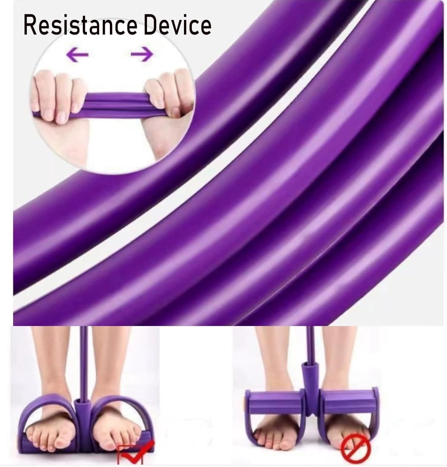 Pedal Resistance Band with Handle, Upgraded 6-Tube Elastic Pull Rope for Abdomen & Waist Slimming. Durable Home Gym Equipment for Full Body Training.
