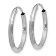 thumbnail image 2 of 14K White Gold 2mm Diamond Cut Endless Hoop Earrings, 2 of 3