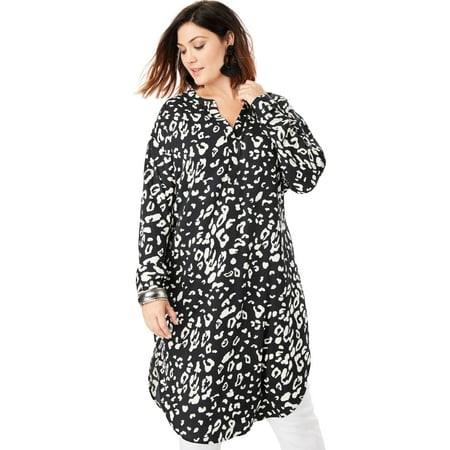 - Roaman's Plus Size Georgette Pullover Ultra Tunic With High-low Hem