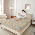thumbnail image 3 of Castle Fairy Tribal Floral Band Queen Sheets 4 Pieces,Boho Geometric Aztec Queen Sheet Sets,Taupe Gold Cyan,1 Flat Sheet, 1 Fitted Sheet and 2 Pillowcases, 3 of 7