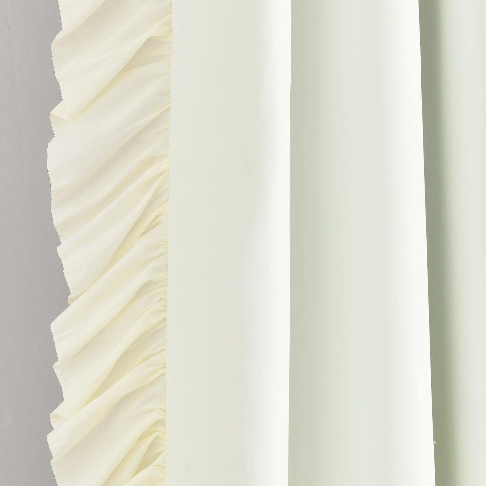Lush Decor Reyna 100% Microfiber Lined Blackout Ruffled Rod Pocket Window Curtain Panel White Single 54X84