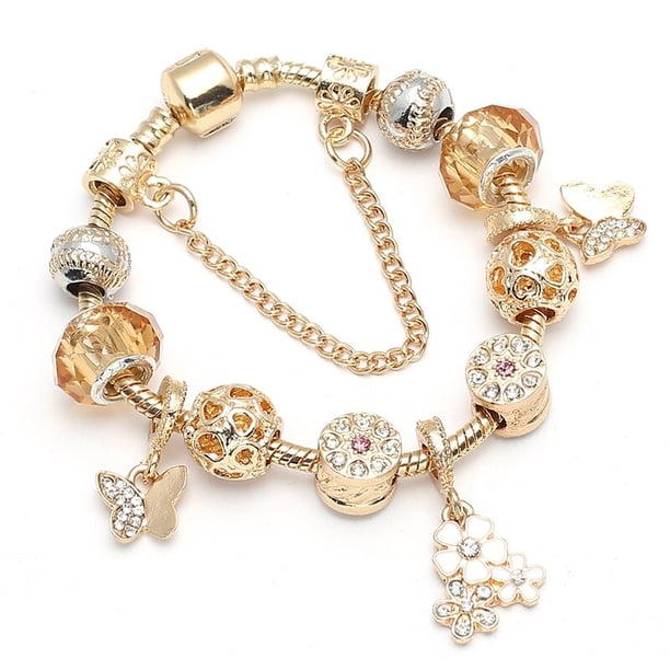 PULSERAS CON ABALORIOS de corazón de cristal para mujer, cadena de serpiente de Color dorado, regalo de joyería para el Día de San Valentín, 2022 Fivean unisex