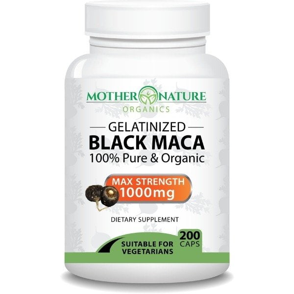 Organic Black Maca Capsules 1000mg Mother Nature Organics NonGMO