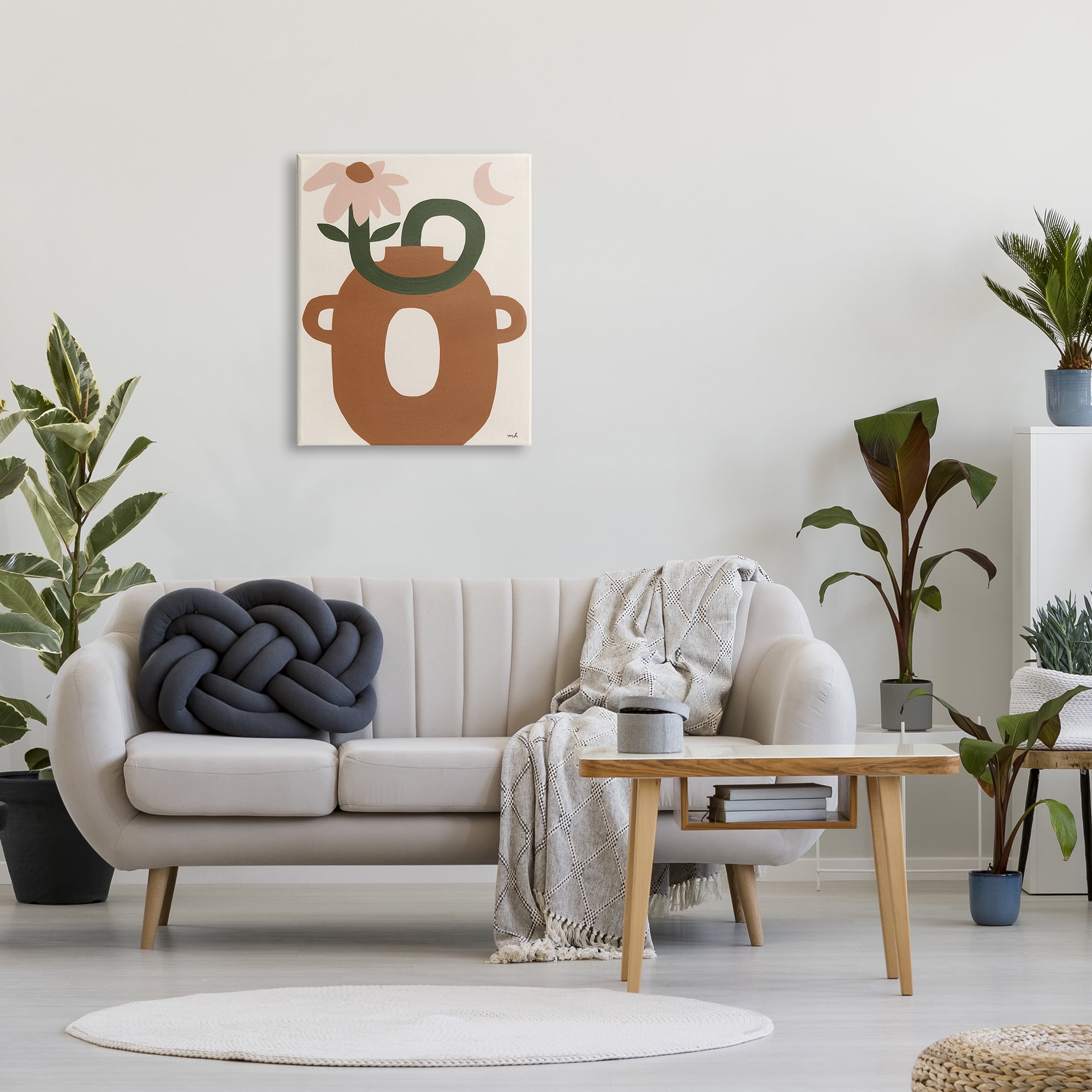 Stupell Industries Modern Boho Plant Vase Abstract Painting Gallery Wrapped Canvas Art Print Wall Art, 24 x 30