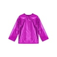 thumbnail image 4 of iiniim Girls Long Sleeve T-Shirt Shiny Metallic Dance Performance Tee Holographic Party Tops Dancewear Hot Pink 9-10, 4 of 7