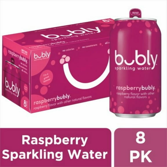 Bubly Raspberry Flavored Sparkling Water Cans 8 pk / 12 fl oz - Pack of 2