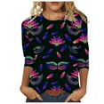 thumbnail image 2 of Mardi Gras Shirts for Women,Carnival Cruise T Shirts ,Women Glitter Mask Graphic Shirt,Mardi Gras Clothing Women Plus Size,Fashion 3/4 Sleeves Round Neck Shirts Party Tee Carnival Tops, 2 of 5