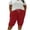 K03 Red, variant on Black Bermuda Shorts for Women Plus Size Cotton Drawstring Elastic Waist Cropped Pants with Pockets Soft Stretch Athletic Shorts 3XL