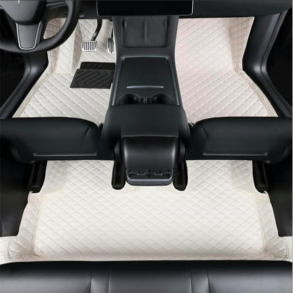 All Weather Floor Mats for Alfa Romeo Stelvio All Weather Car Floor Mats Custom Fits (Beige)