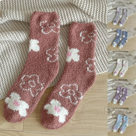 Kmdttou Women Thin Cotton Socks Women's Flower Print Thin Short Socks With Lace Mesh Socks Socks Winter-Gifts for Women/Men-Warm Thick Soft