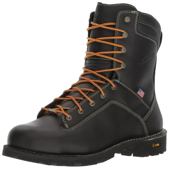 Danner 8†Quarry USA Waterproof Alloy Safety Toe Work Boots for Men - Full-Grain Leather with Gore-Tex Lining and Traction Heel Outsole, EH Resistant, Black - 14 D