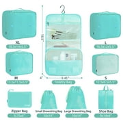 Packing Cubes 9 Set, Travel Packing Organizers with Large Toiletries Bag for Clothes Shoes, Blue