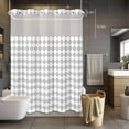 thumbnail image 2 of No Hook Shower Curtain with Snap in Liner, Abstract Gray White Plaid Waterproof Fabric Bathroom Curtain Mesh Top Window, Modern Geometric Diamond Shower Curtains 48x72in, 2 of 9