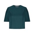 thumbnail image 6 of Women Half Sleeve Cropped T-Shirts Drop Shoulder Round Neck Crop Tops Casual Summer Solid Color Basic Tees, 6 of 8