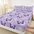 thumbnail image 3 of Homewish Purple Butterflies 4-Piece Full Size Sheets For Girls,Chic Floral Dandelion Bed Sheets,Dreamy Princess Lightweight Sheet Sets,Lightweight Room Decor, 3 of 7
