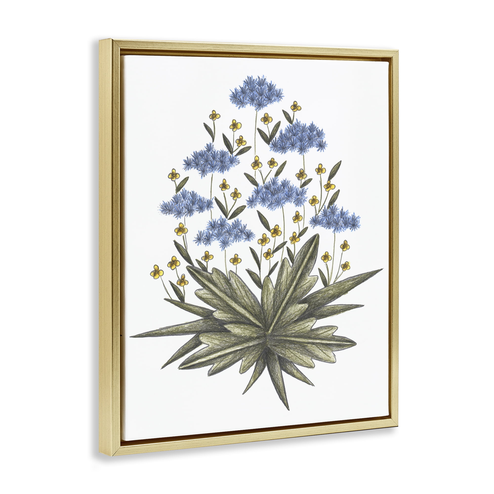 Where Wild Flowers Bloom Gold Framed Floater Canvas Wall Art, design by Cecilia Battaini
