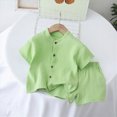 thumbnail image 2 of KPOPLK Toddlers Baby Boys' Summer Clothes Infant Boy Button Up Clothing Casual Shirt and Short Set Outfits(18-24 Months,Light Green), 2 of 4