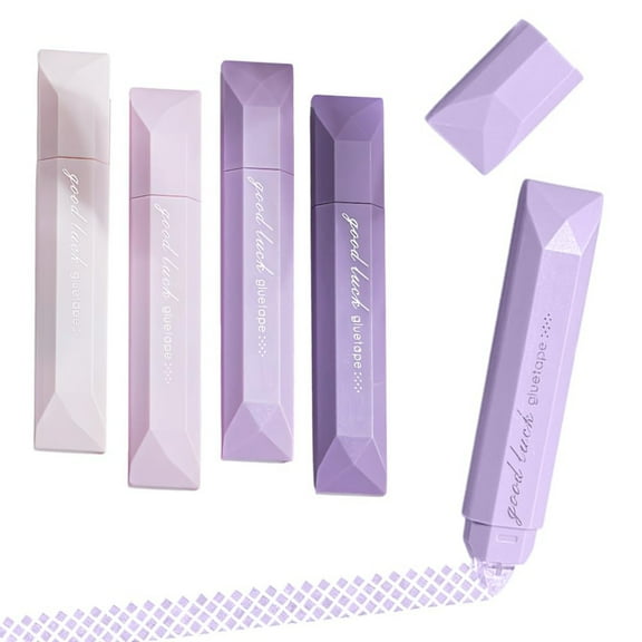 5Pcs Double Sided Tape Pens for Crafts, No-Mess Repositionable Adhesive. Perfect for Scrapbooking, Gift Wrapping,DIY,Photo Mounting & Paper Crafts Purple