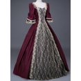 thumbnail image 3 of Vestido medieval del siglo XVIII para mujer, cintura alta, media manga, vestidos de baile, princesa, encaje, patchwork, vestido de satén, disfraz de reina renacentista, 3 of 5