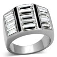 thumbnail image 1 of Men High Polished Stainless Steel Ring with Top Grade Crystal in Clear - Size 12, 1 of 1