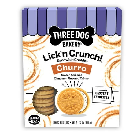 Three Dog Bakery Churro Lick'n Crunch, Crunchy Dog Treat, Churro Flavor, 13oz
