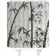 thumbnail image 4 of Bamboo Shower Curtain Asian style Chinese Ink Bamboo Leaves Relaxing Therapy Spring Summer Fabric Bathroom Decor Set Include Hooks,(72" WX72 H), 4 of 4