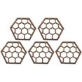 thumbnail image 1 of 5pcs Wood For Drinks Absorbent CoFFee Honeycomb Design Beer Round Heat Insulation Cup Mats For Home Kitchen, 1 of 8