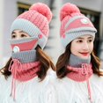 thumbnail image 3 of Women Winter Hat Set of 3, Warm Knit Beanie Hat Scarf Mask Set with Fleece Lined Skull Caps Neck Scarves, 3 of 5
