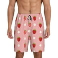 thumbnail image 1 of Balery Strawberries Pantalones cortos de pijama de punto de algodón para hombre con cinturilla y bolsillos-Large, 1 of 6