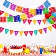 thumbnail image 3 of 4 Pack Mexican Papel Picado Banner, Colorful Felt Banner for Day of The Dead Cinco de Mayo Dia De Los Muertos Decorations Supplies, 3 of 8